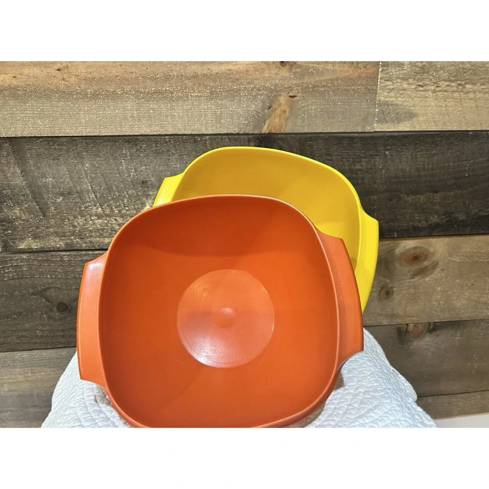 VTG Tupperware Servalier‎ Bowl SET Harvest Yellow Burnt Orange Green